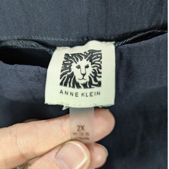 Anne Klein Pants Womens 2X Pull on Elastic Stretch Navy Blue Work Office Career - Picture 6 of 9